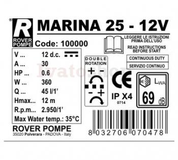 Roverpompe Borszivattyú Rover Marina 25 - 12V 2.Kép