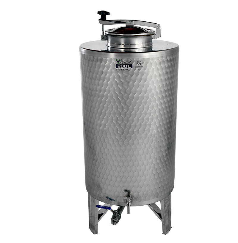 INOX pálinkás és olaj tartály 200 l - INOX csappal