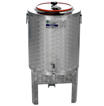 INOX pálinkás és olaj tartály 50 l - INOX csappal, leszedhető lábbal 1.Kép