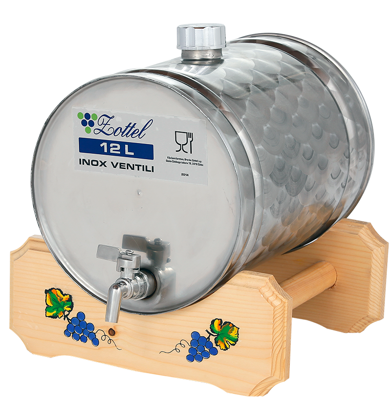 INOX pálinkás tartály 12 literes fekvő