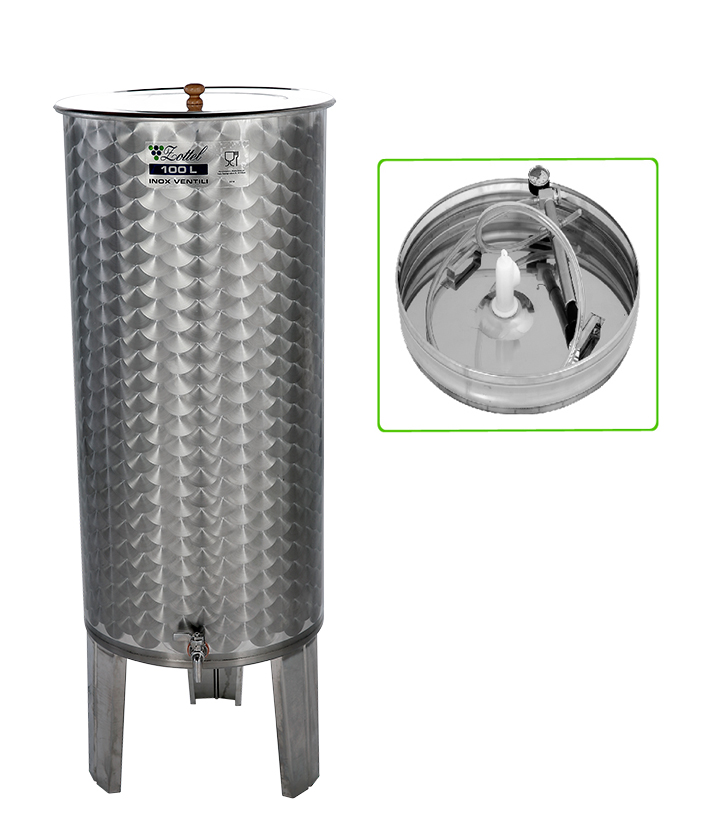 Úszófedeles INOX bortartály 100 l, pumpás szettel