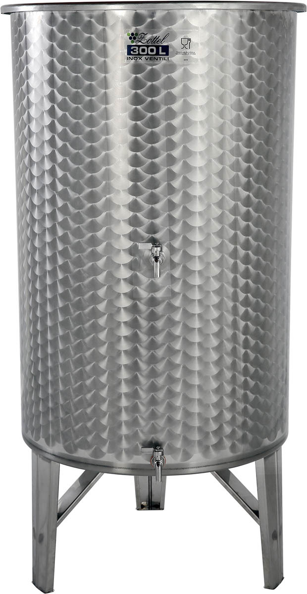 Úszófedeles INOX bortartály 300 l, 2 csapos