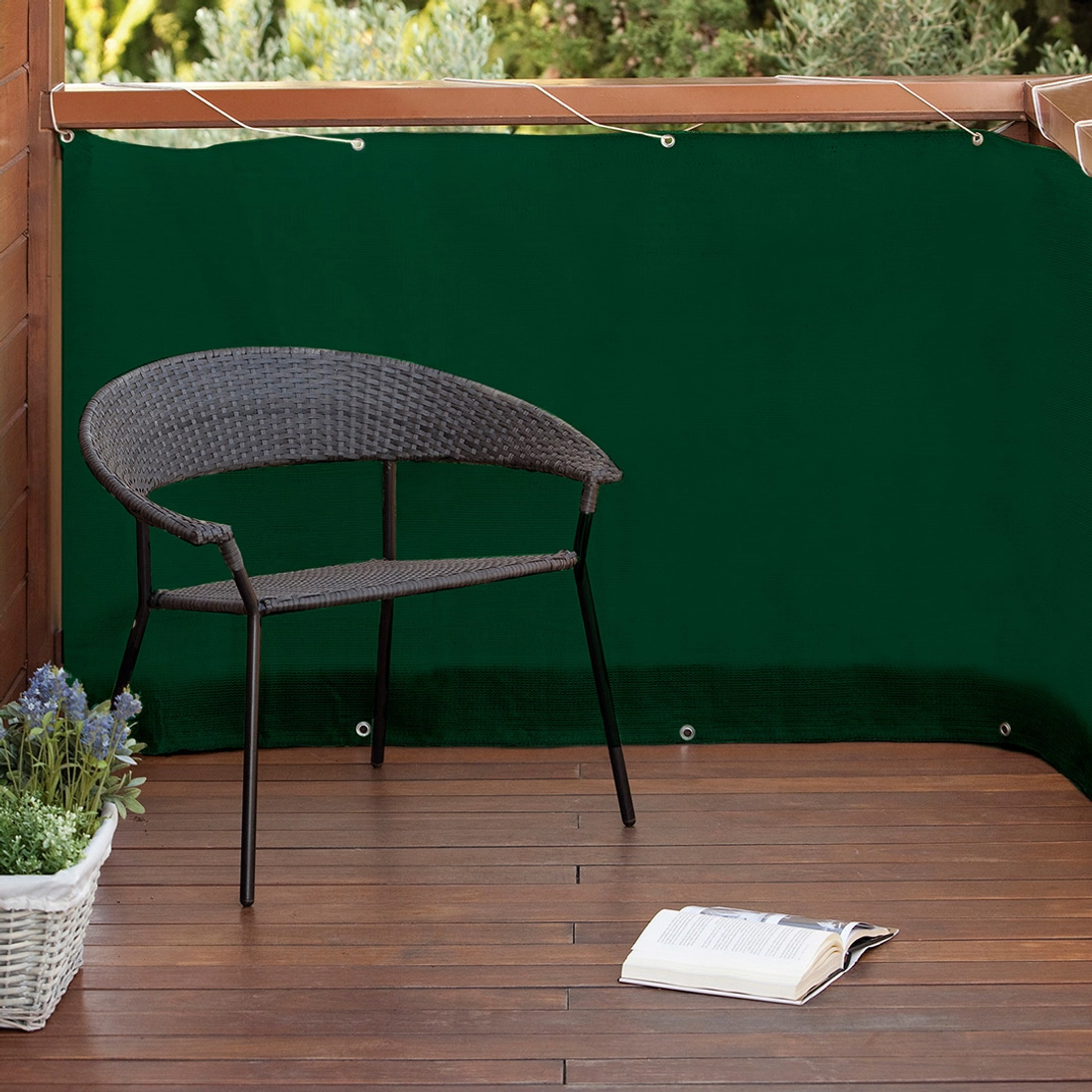 BALCONY EASY szőtt háló korlátra fém fűzőlyukakkal 0,9x5m zöld
