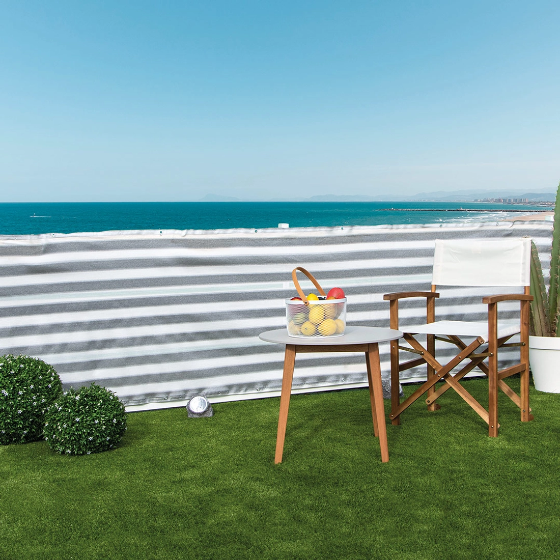 BALCONY EASY szőtt háló korlátra fém fűzőlyukakkal 0,9x5m szürke-fekete