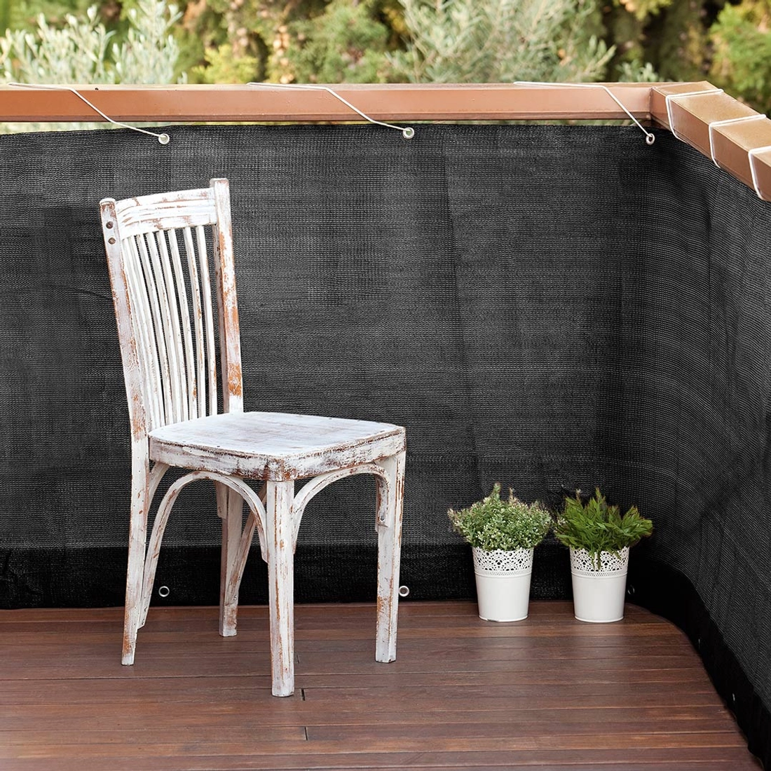 BALCONY EASY szőtt háló korlátra fém fűzőlyukakkal 0,9x5m antracit