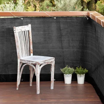BALCONY EASY szőtt háló korlátra fém fűzőlyukakkal 0,9x5m antracit Kép